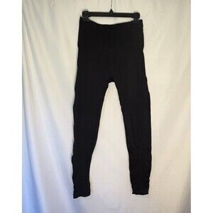 Black High Rise Performance Leggings - 4-Way Stretch Workout Yoga Pants - Size L